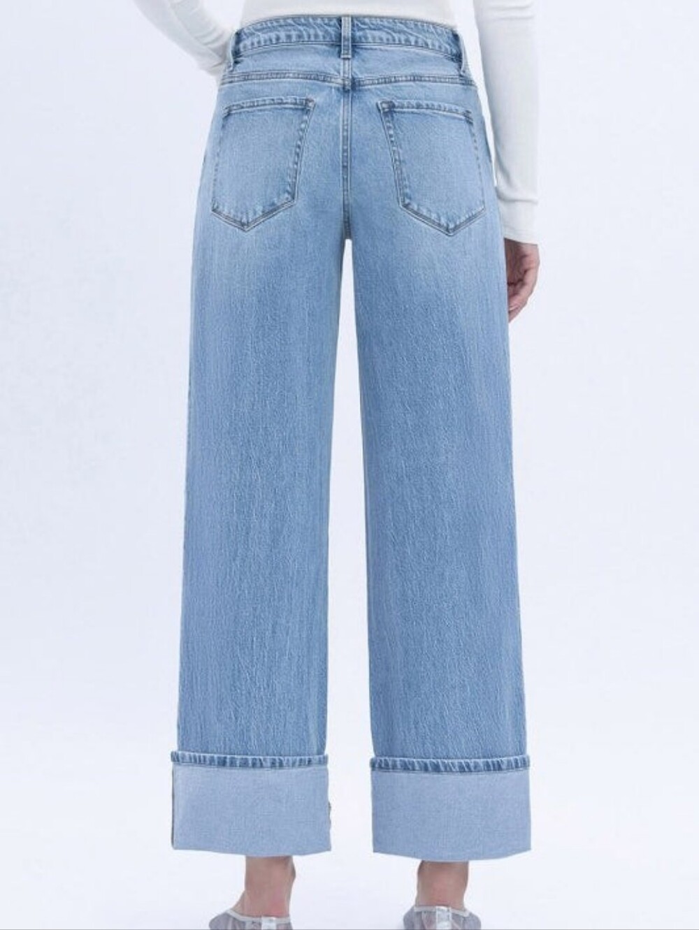 VERVET Gabby Super High-Rise Baggy Straight Cuffed Out Jeans Cropped Size 30 - Picture 7 of 7